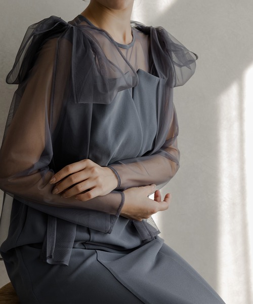 birei ドレス ショルダーリボンシフォンロングドレス : ZOZOTOWN Yahoo