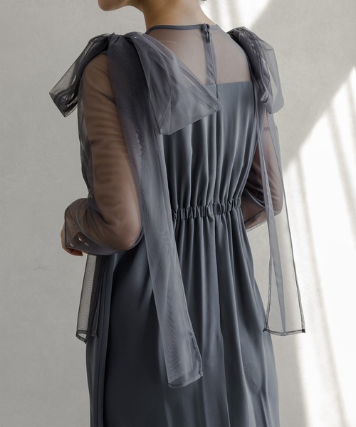 birei ドレス ショルダーリボンシフォンロングドレス : ZOZOTOWN Yahoo