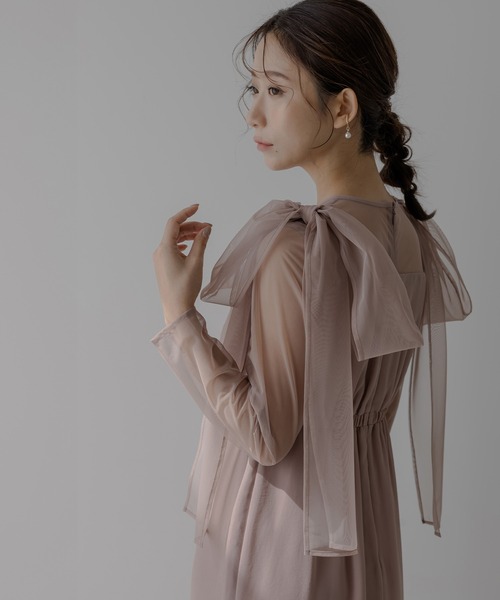 birei ドレス ショルダーリボンシフォンロングドレス : ZOZOTOWN Yahoo