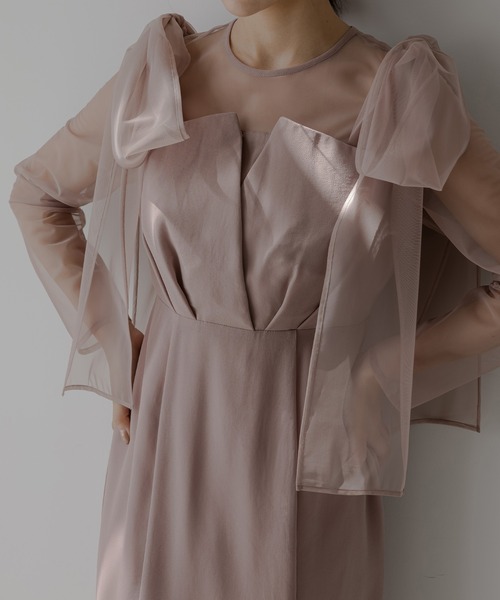 birei ドレス ショルダーリボンシフォンロングドレス : ZOZOTOWN Yahoo