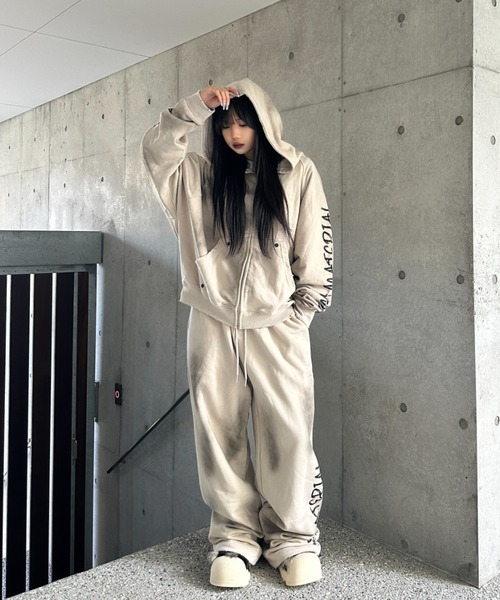 KsG ドルマンジップフーディー レタリングスウェットパンツ KsG ドルマンジップフーディー レタリングスウェットパンツ