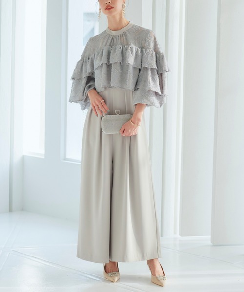 【新品】リルアー LERURE オールインワン パンツドレス グレージュ M RUIRUE BOUTIQUE（ルイルエブティック） パンツドレス : ZOZOTOWN