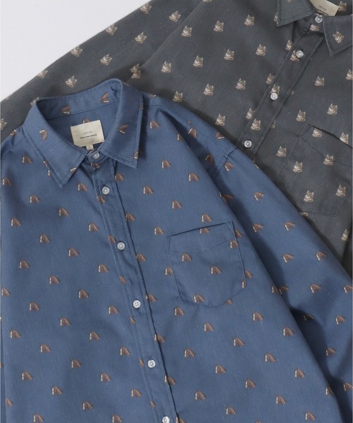 No.447 VINTAGE ネクタイシャツ シルク 総柄シャツ アニマル柄 SITRY シャツ Animal Patterned Shirt/アニマル 総柄プリント