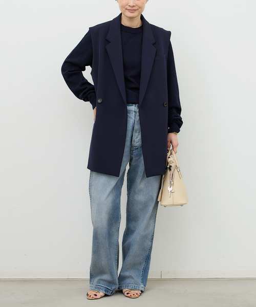 楽天 ジレ ベスト Classe Deuxieme *Wクロス レディース ロングベスト トップス