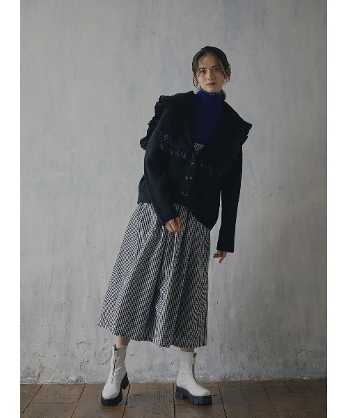 コエル　COEL ニットカーディガン　ブラック COEL（コエル） 【50%OFF】ステッチブークレーニットカーディガン