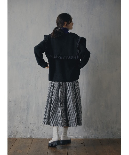 コエル　COEL ニットカーディガン　ブラック COEL（コエル） 【50%OFF】ステッチブークレーニットカーディガン