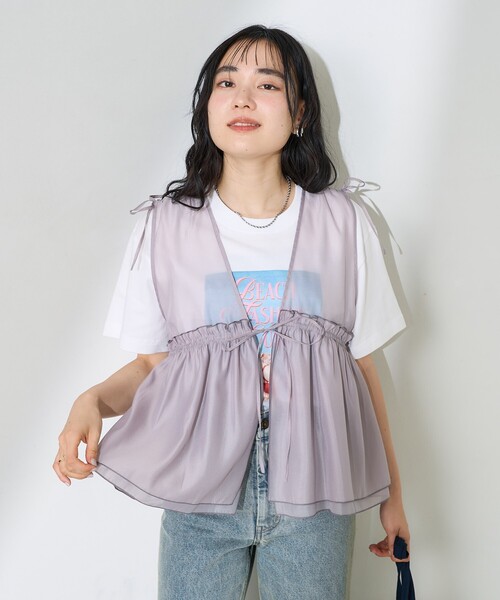 FREAK'S STORE ベスト ジレ シャイニー オーガンジーベスト