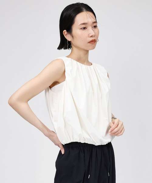 ブラウス シャツ 「MODERN WEAVING」ノースリーブブラウス レディース BABYLONE ブラウス シャツ 撥水ドロストノースリブラウス