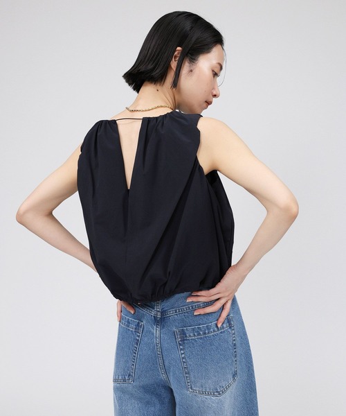 ブラウス シャツ 「MODERN WEAVING」ノースリーブブラウス レディース BABYLONE ブラウス シャツ 撥水ドロストノースリブラウス