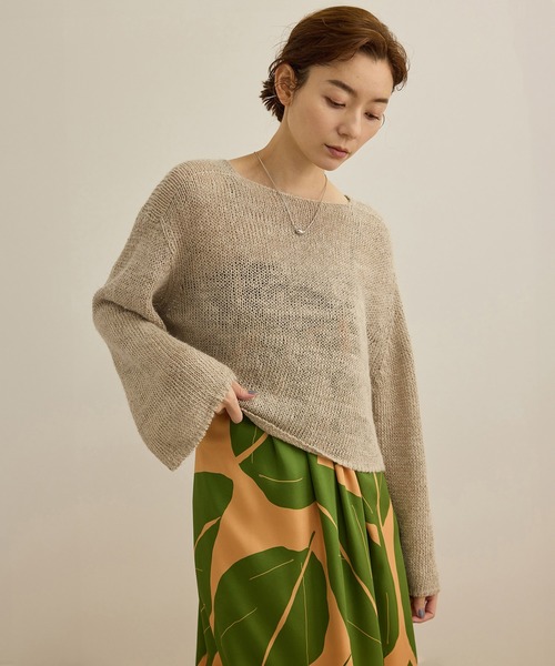 新品⭐︎リネン混ボートネックニット 追加3》リネン混ボートネックニット（ニット／セーター）｜SLOBE