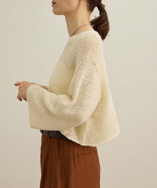 ROPE' ニット セーター 「洗える」スラブリネン ボートネック