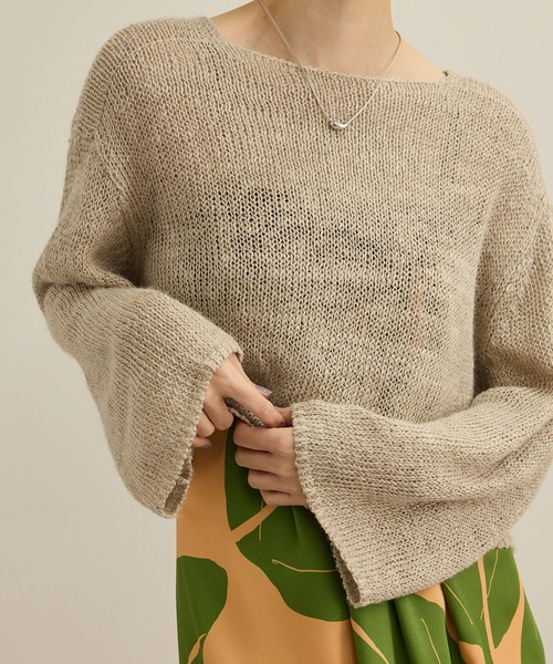 eur3 ボートネックニットセーター（1）ゆったり　オーバーサイズ　シンプル ROPE' ニット セーター 「洗える」スラブリネン ボートネック