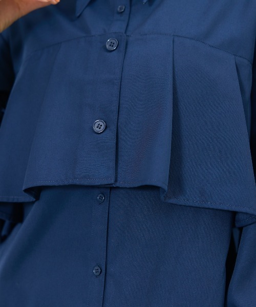 AND COUTUREヨークデザインタックシャツ　ブルー And Couture ブラウス シャツ ヨークデザインタックシャツ