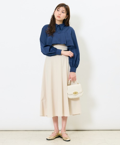 完売品　AND COUTUREヨークデザインタックシャツ　ネイビー　新品タグ付き And Couture ブラウス シャツ ヨークデザインタックシャツ