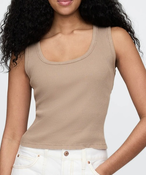 GAP タンクトップ ノースリーブ リブ スクープタンクトップ