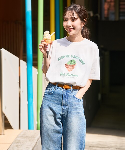 Icecream 関税込 キャッシュコーンTシャツ FREAK'S STORE tシャツ 限定展開 YEH ice cream フロント ロゴ