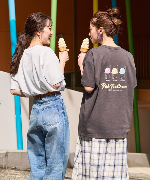 Icecream 関税込 キャッシュコーンTシャツ FREAK'S STORE tシャツ 限定展開 YEH ice cream フロント ロゴ