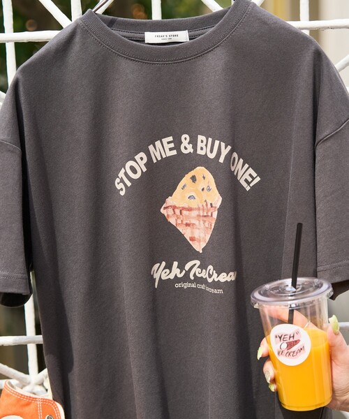 Icecream 関税込 キャッシュコーンTシャツ FREAK'S STORE tシャツ 限定展開 YEH ice cream フロント ロゴ