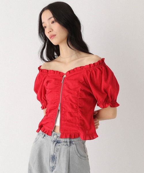 ブラウス シャツ フリルリボンジップトップス レディース 楽天市場】【5点選んで80％OFF福袋クーポン対象】楽天1位 袖＆襟