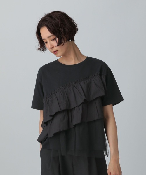 LEPSIM（レプシィム） tシャツ 異素材フリルドッキングT 490447