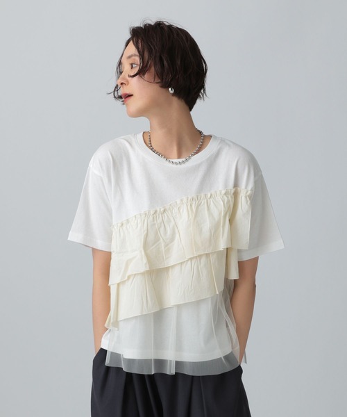 LEPSIM（レプシィム） tシャツ 異素材フリルドッキングT 490447