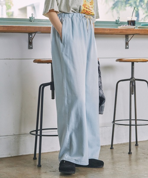 メンズ デニムパンツ ウォッシュ加工 ウォッシュデニム Q00148 ウォッシュ加工 デニムパンツ ジーンズ ワイドパンツ men's