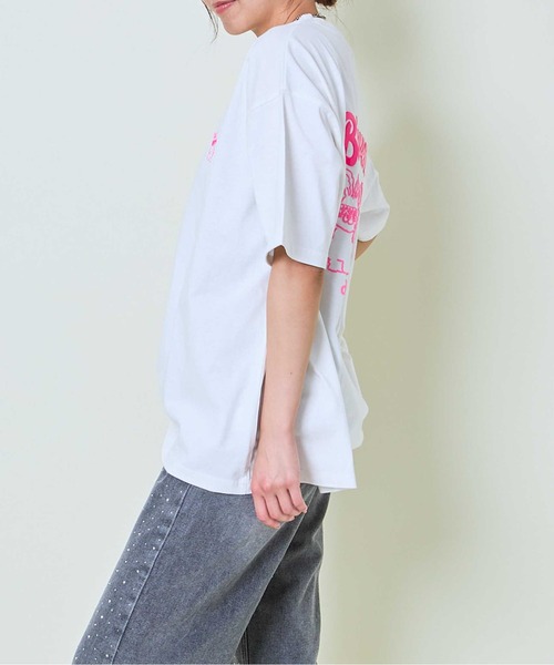 tシャツ 「ゆるロゴ×うさぎ」発泡プリントTシャツ レディース