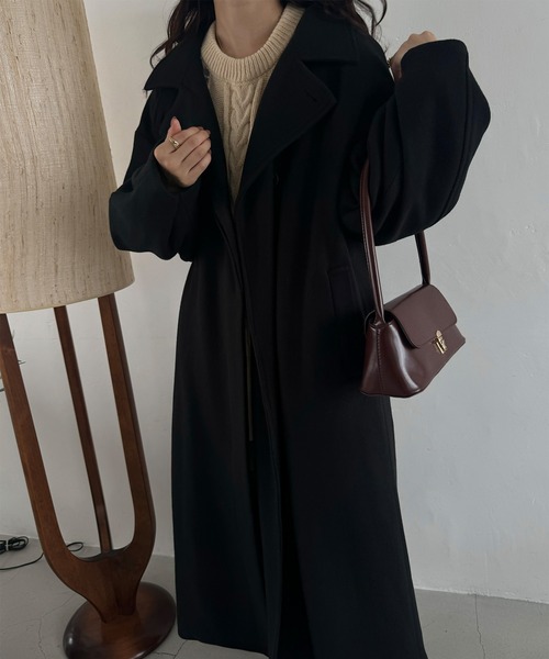 「JUNOAH」 ステンカラーコート MEDIUM ブラック レディース_画像5