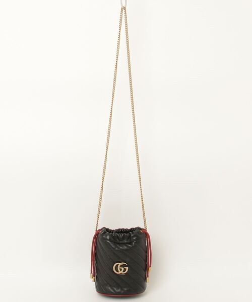 美品　GUCCI GGマーモント　バケットバック　ショルダーバッグ GUCCI 【返品OK】【美品】グッチ ミニ バケットバッグ シルバー