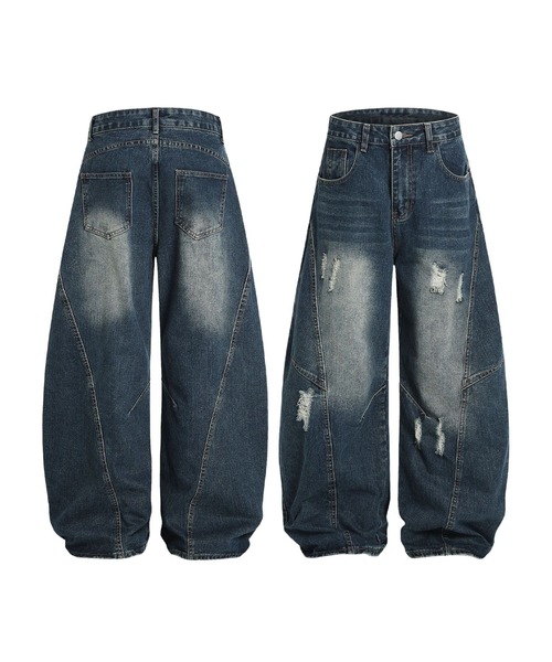 マスナダ masnada オーバーロックステッチカーブド デニム 46 9万円 VINTAGE WASHED CURVED DENIM（デニムパンツ）｜WYM LIDNM（ウィム