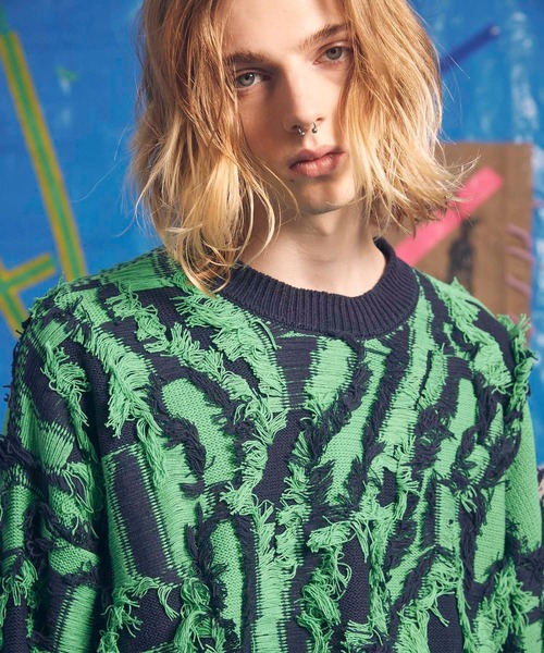 MAISON SPECIAL（メゾンスペシャル） 長袖ニット 2 ブルー メンズ