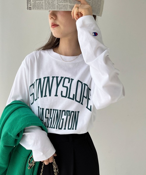 「Champion」 長(zhǎng)袖カットソー MEDIUM オフホワイト レディース