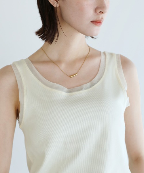 shetila（シェティラ） タンクトップ ノースリーブ 大人顔チュールリブ