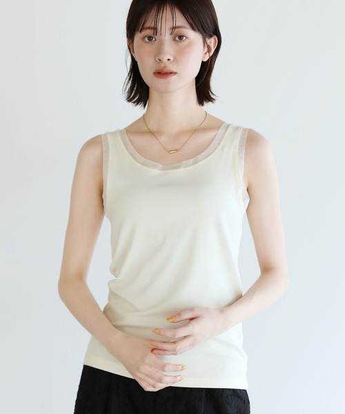 shetila（シェティラ） タンクトップ ノースリーブ 大人顔チュールリブ