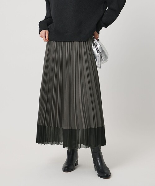 【新品/未使用品】ユナイテッドアローズシアーコンビプリーツスカートDK.GRAY UNITED ARROWS シアー コンビ プリーツ スカート （DK.GRAY