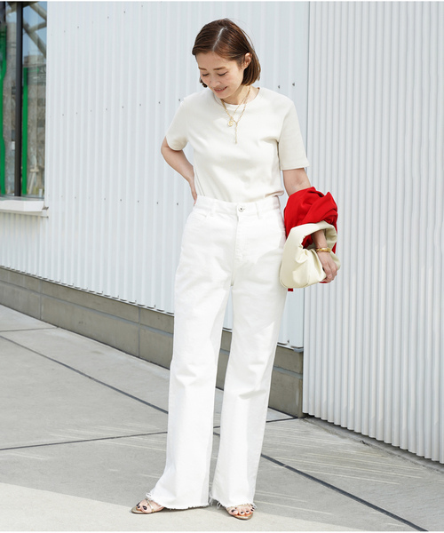 「Deuxieme Classe」 ブーツカットデニムパンツ 36 ホワイト レディース