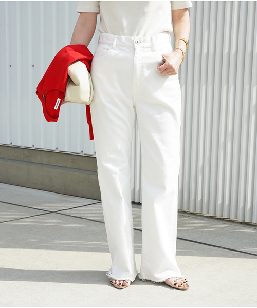 「Deuxieme Classe」 ブーツカットデニムパンツ 36 ホワイト レディース