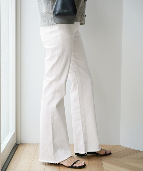 「Deuxieme Classe」 ブーツカットデニムパンツ 36 ホワイト レディース