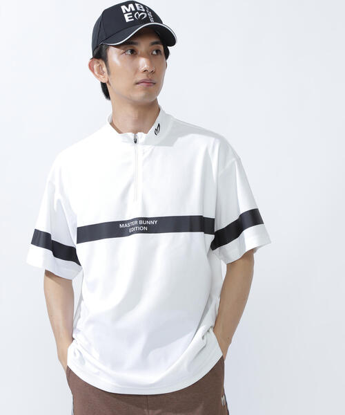 サイズ：1 MASTER BUNNY EDITION マスターバニーエディション  ハーフジップ 半袖Tシャツ 花 総柄 ブラック系 [240101479617] ゴルフウェア レディース ストスト サイズ：1 MASTER BUNNY EDITION マスターバニーエディション