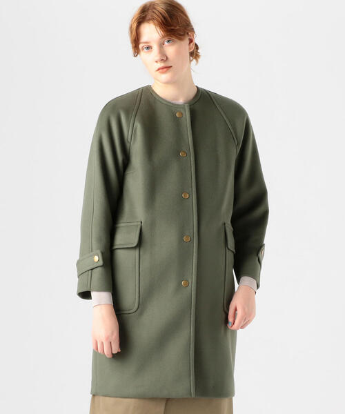 TOMORROWLAND（トゥモローランド） ノーカラーコート 34 ネイビー