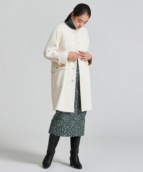 TOMORROWLAND（トゥモローランド） ノーカラーコート 34 ネイビー