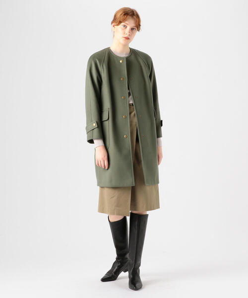 TOMORROWLAND（トゥモローランド） ノーカラーコート 34 ネイビー