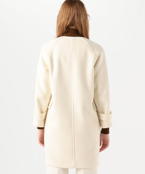 期間限定価格_TOMORROWLAND_上質ノーカラーコート_ネイビー TOMORROWLAND（トゥモローランド） ノーカラーコート 34 ネイビー