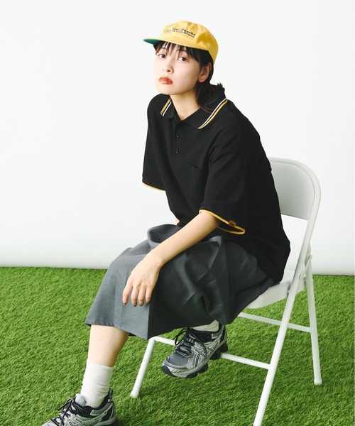 「Adoon plain」 半袖ポロシャツ LARGE ブラック メンズ_画像2