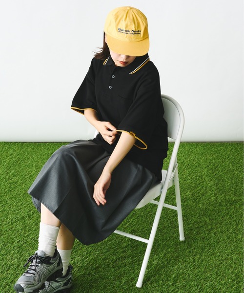 「Adoon plain」 半袖ポロシャツ LARGE ブラック メンズ_画像6