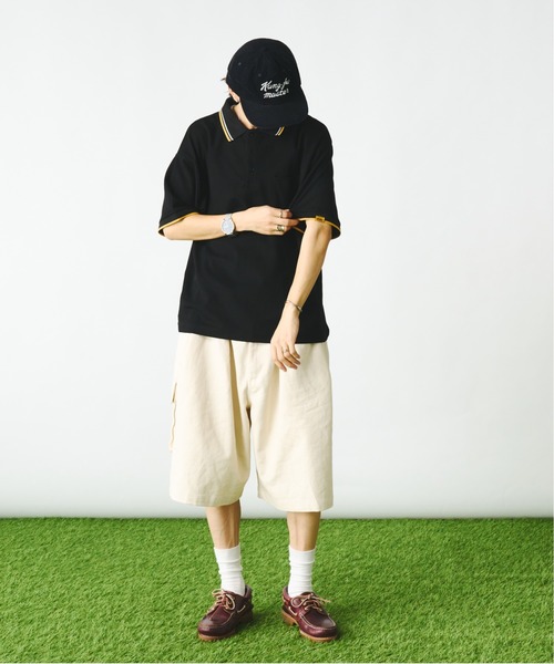 「Adoon plain」 半袖ポロシャツ LARGE ブラック メンズ_画像7