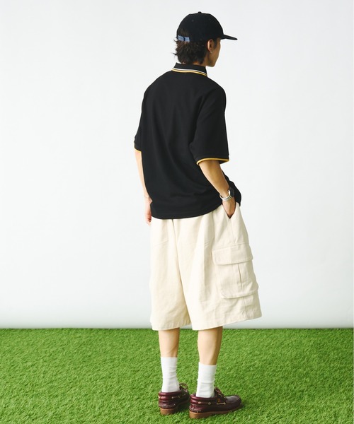 「Adoon plain」 半袖ポロシャツ LARGE ブラック メンズ_画像8