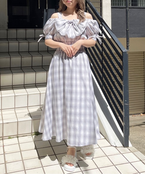 「abc une face」 半袖ワンピース FREE ラベンダー レディース_画像5