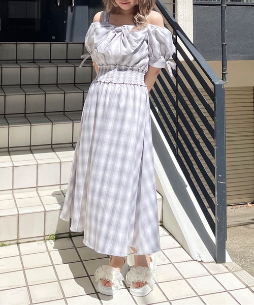 「abc une face」 半袖ワンピース FREE ラベンダー レディース_画像7