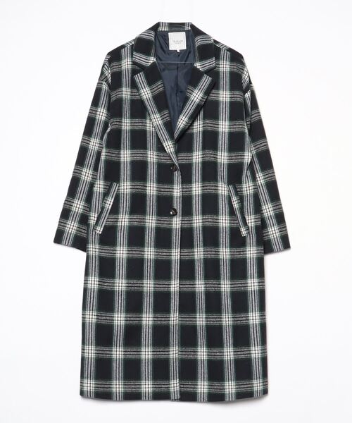 Te chichi（テチチ） チェック柄チェスターコート FREE ネイビー